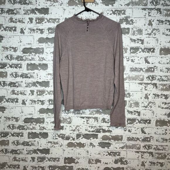 Free people | women light lavender wool sweater w/ ruffles - Picture 10 of 11